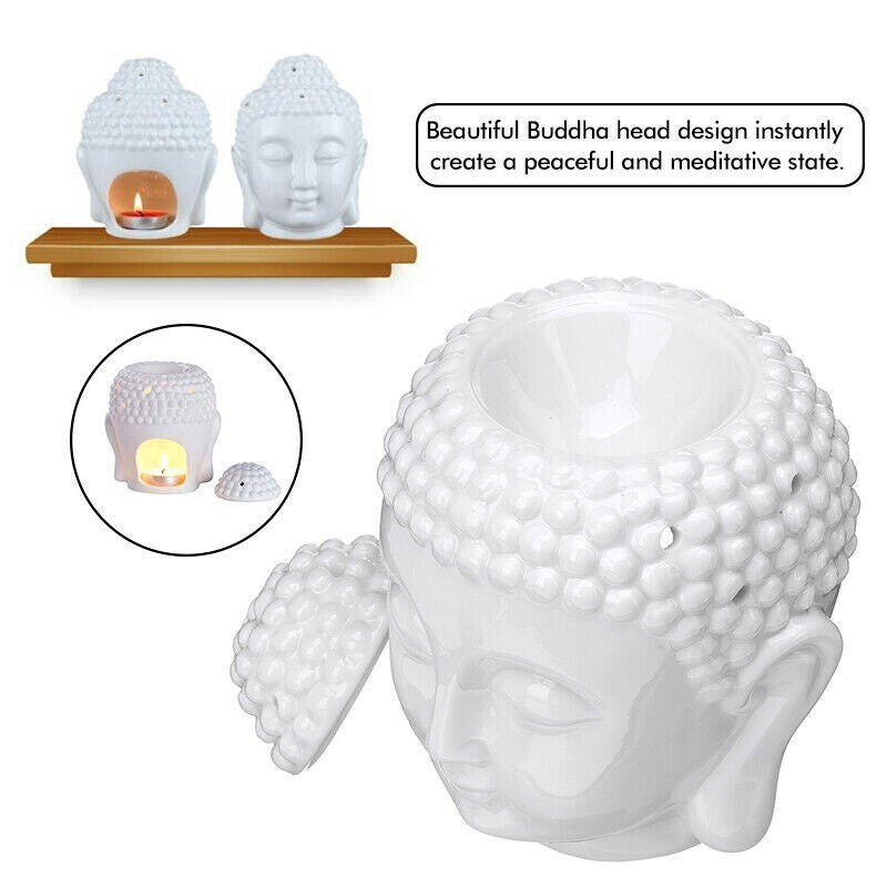 Thai Buddha Oil Burner Buddah Head Wax Melts Ornament Spa Ceramic Tea Light Gift
