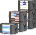 6 Pack 90L Storage Bags Zipped for Clothes, Bedding, Toys ++ Packing Moving Box