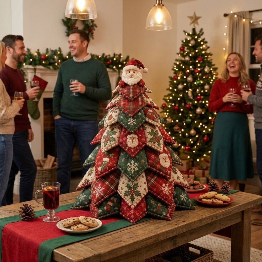 DIY Quilted Christmas Tree Kit Vintage Style Handcraft Fabric Patchwork Tree