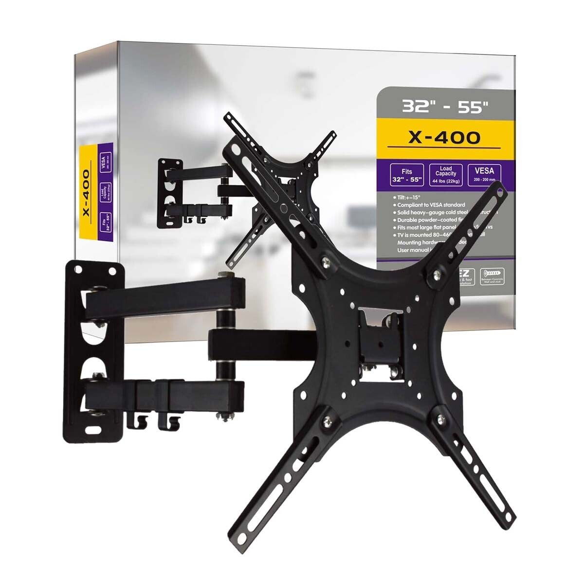 TV Wall Mount Bracket Full Motion Swivel Tilt X400 32-55 Inch LED LCD Screen