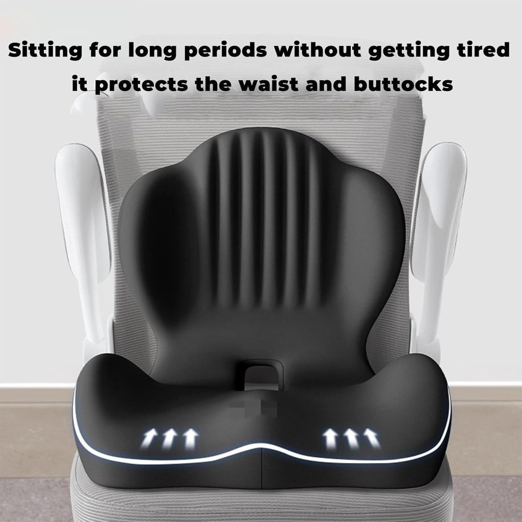 2-in-1 Ergonomic Back and Seat Cushion with Lumbar Support Tailbone Pain Relief