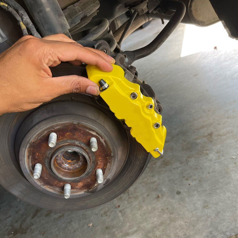4X Yellow Style 3D Auto Car Disc Brake Caliper Covers Front & Rear Kit Universal