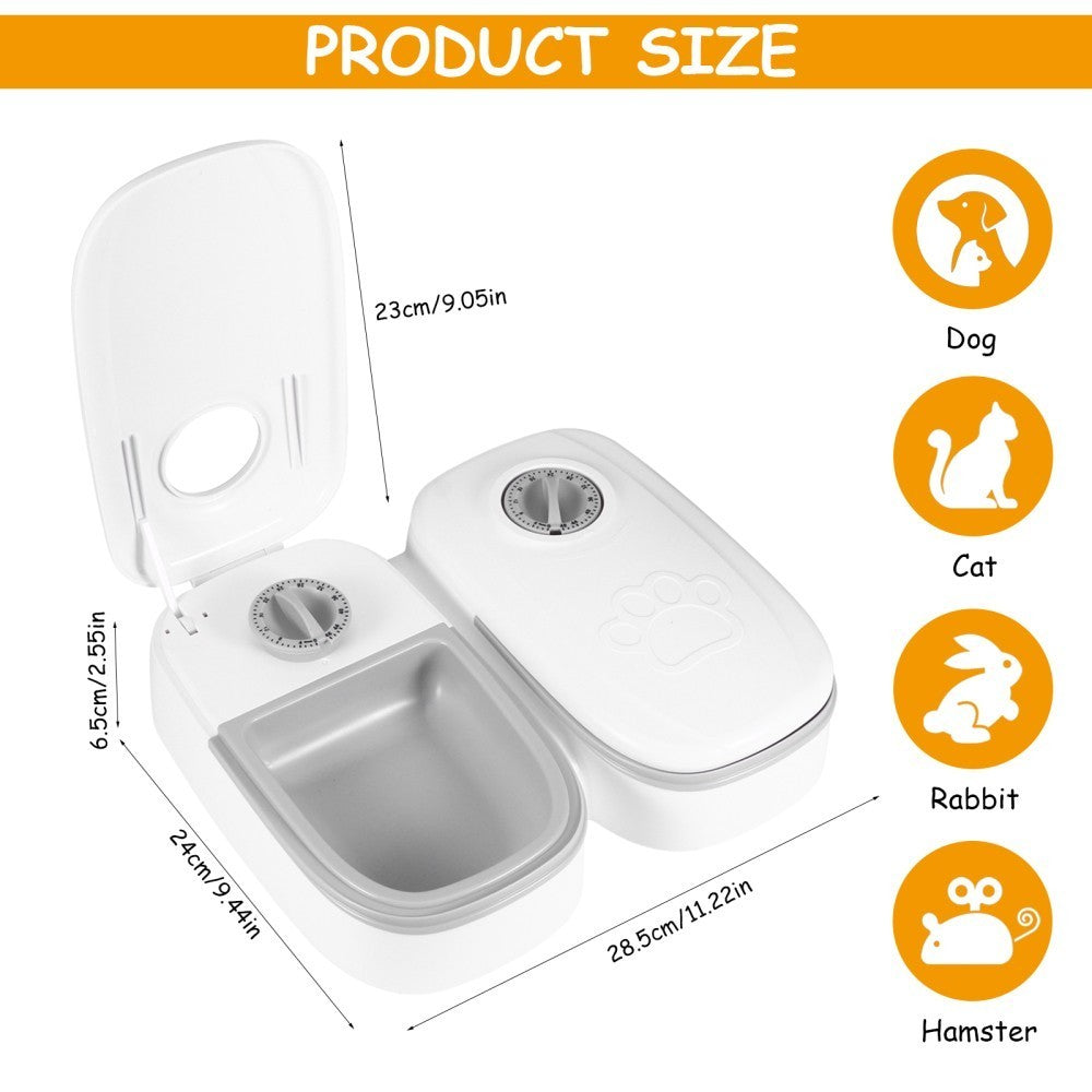 Dog Cat Food Dispenser 2X Automatic Cat Feeder Electronic Timed Dry and Wet Pet