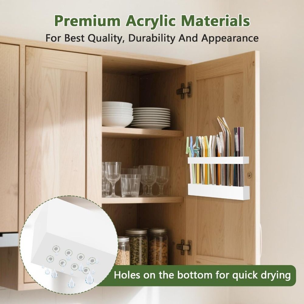Acrylic Large Straw Holder  Reusable Straw Storage Dispenser Straws Organizer