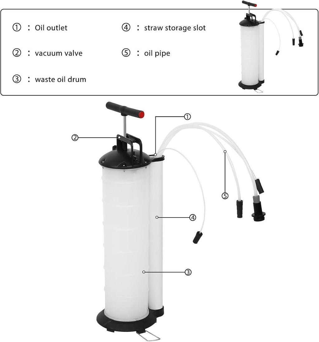 7L Manual Vacuum Oil Pump Fluid Extractor Suction Pump for Oil Fuel Brake Fluid