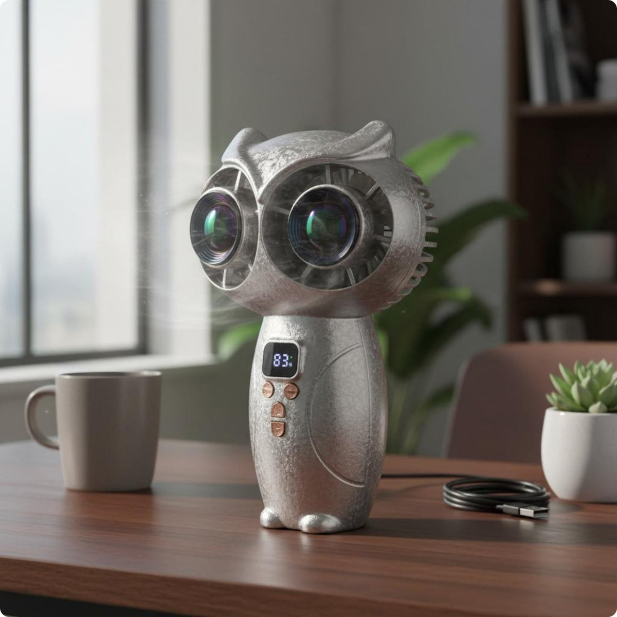 Owl Handheld Fan Adjustable Speed Rechargeable Handheld Fan for Office.*