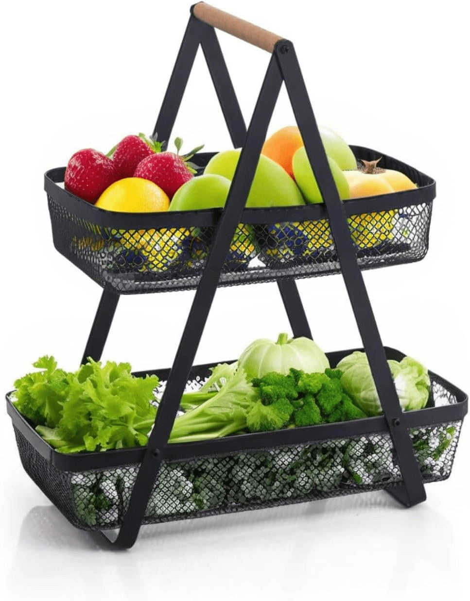 2 Tier Fruit Storage Basket Countertop Kitchen Bread Vegetable Fruit Bowl Rack