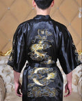 Chinese Dragon Satin Bathrobe Men's Kimono Pajamas for Stylish Comfort