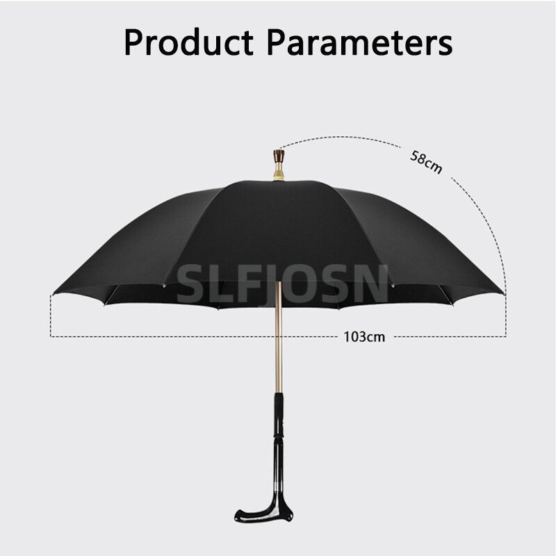 2-in-1 Walking Sticks Umbrella Windbreak Ribs Walking Cane Umbrella for Elderly