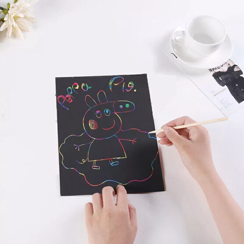 50 Sheets Scratch Art Black Magic Scratch Art Paper Boards for Kids Girls Boys