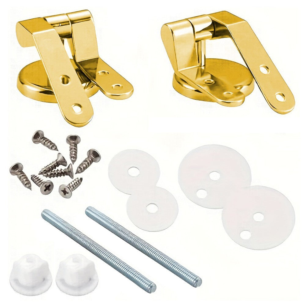 Rust Proof Gold Toilet Hinges Replacement Set with Complete Accessories