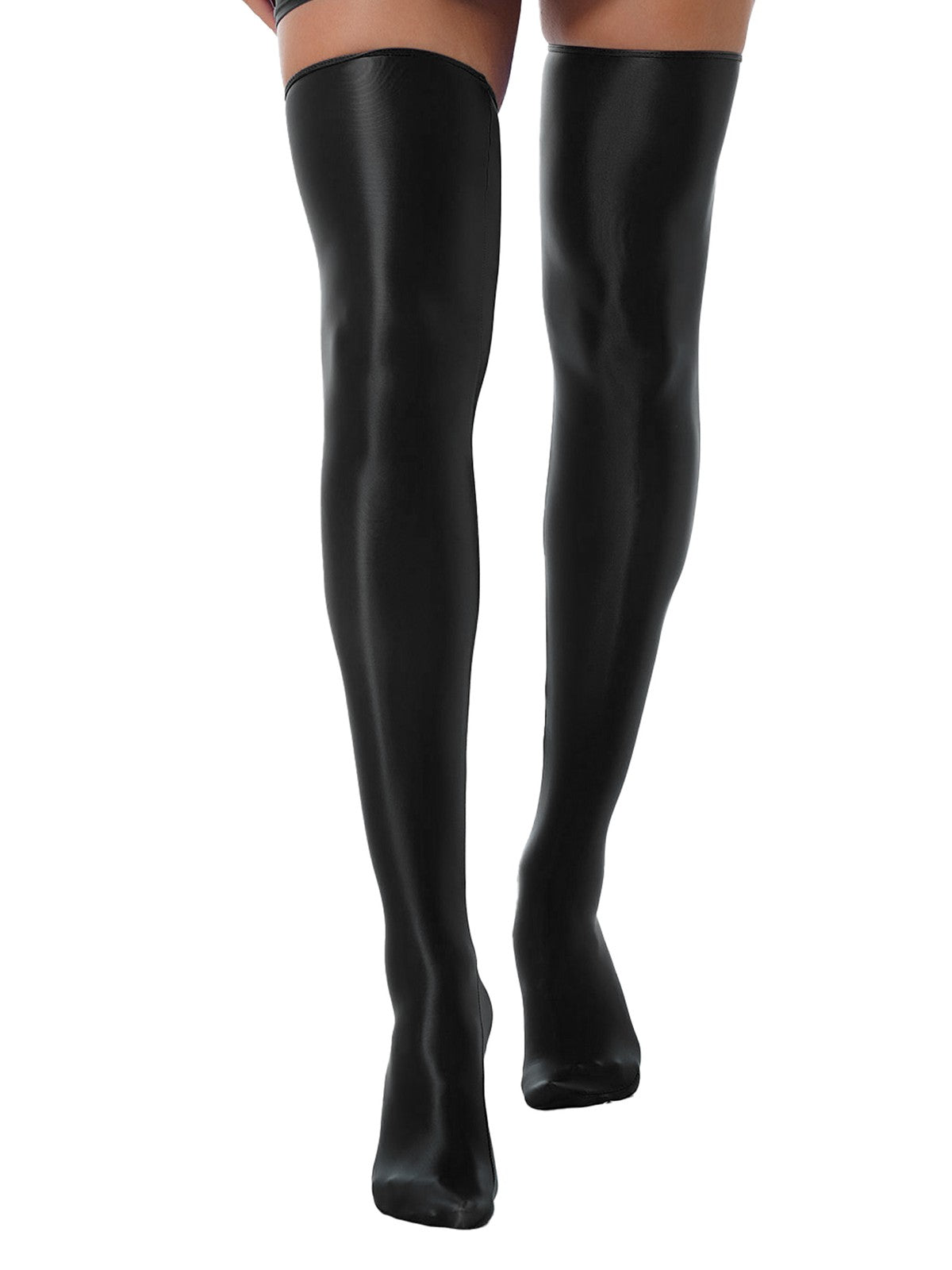 1 Pair Womens Oil Shiny Stockings Stretchy Footed Thigh High Stockings Lingerie