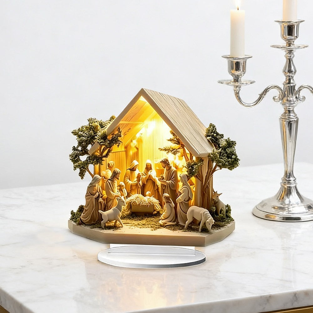 Christmas Nativity Scene Figurine Home Decor Desktop Acrylic Table Ornament UK