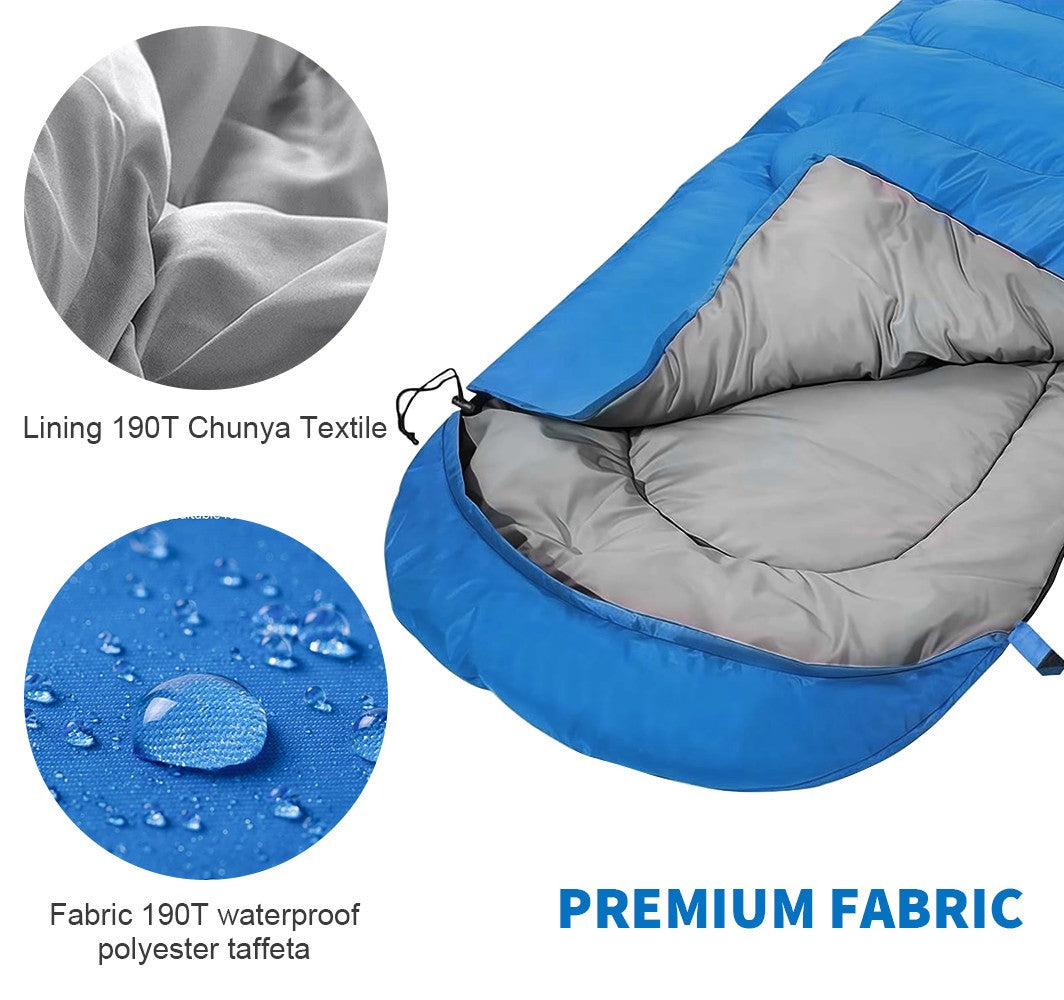 Waterproof 4 Season Envelope Sleeping Bag Single Zip Design Camping Hiking Use