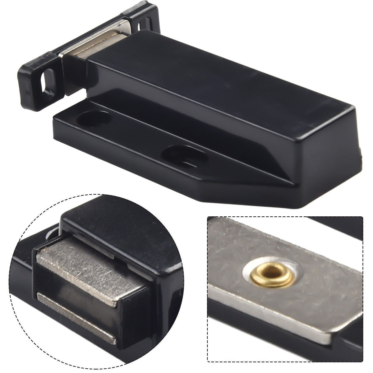 4x Door Push To Open Magnetic Cabinet Catch Heavy Duty Latch ABS Black