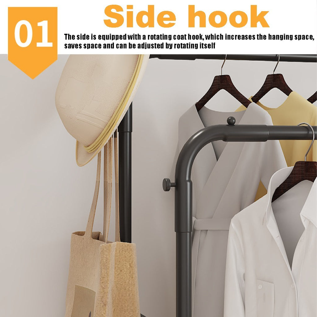 Heavy Duty Double Clothes Rail Hanging Rack Garment Display Stand Shoes Storage