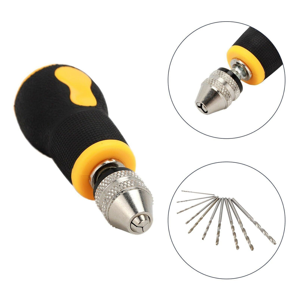 Tiny Handheld Manual Drill with 10pcs Precision Bits Ideal for Jewelry Making*