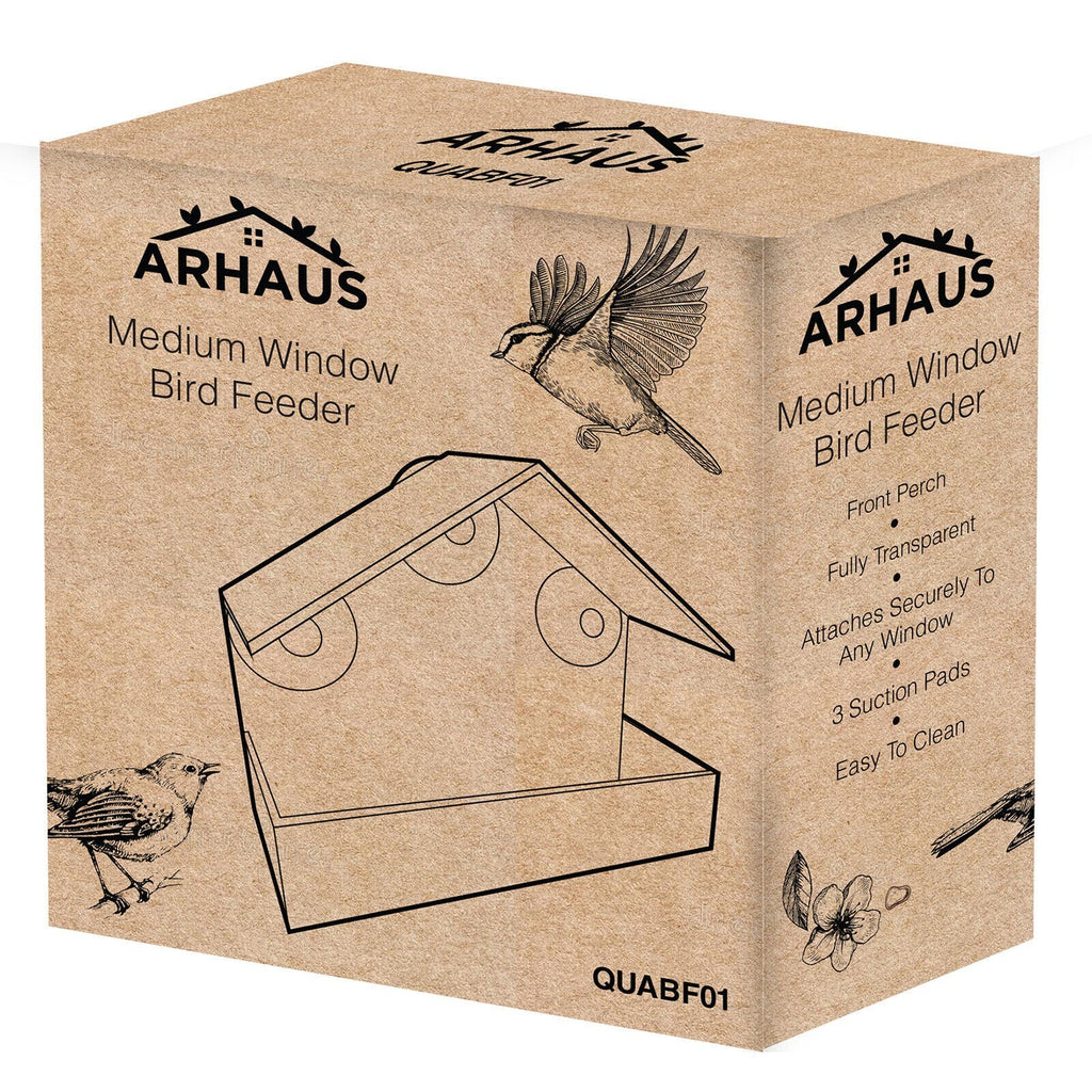 2 Glass Window Bird Feeder Stations Seed Mealworm Suction Cups Clear Perspex