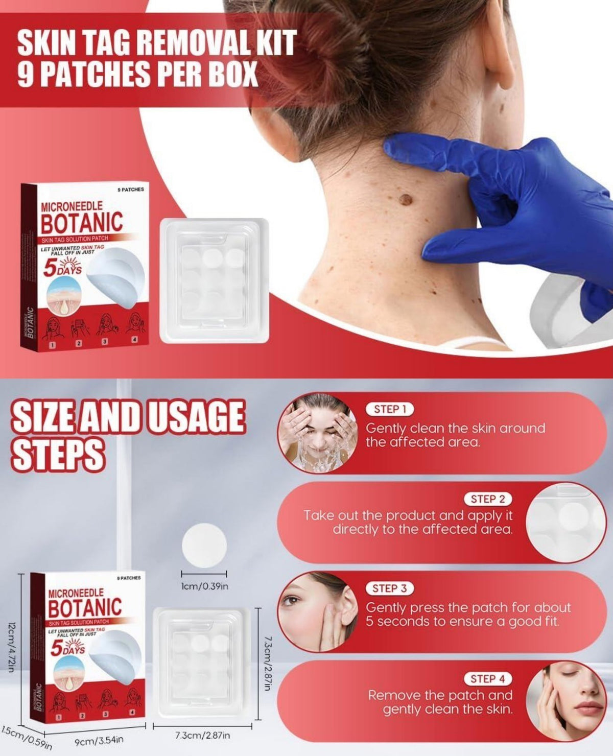 BOX MICRONEEDLE BOTANIC Skin Tag & Acne Patch 9 Pcs Skin Tag Remover Patches
