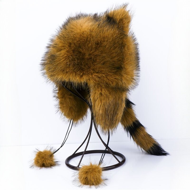 Lady Warm Long Furry Hat Trapper Hat Faux Fur Outdoor Ski Hat Ear Flap Winter UK