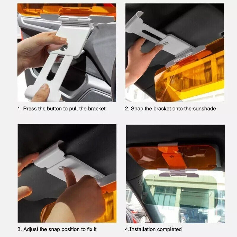2 in 1 HD Car Anti-Glare Dazzling Goggle Day Night Vision Driving Mirror Sun Vis