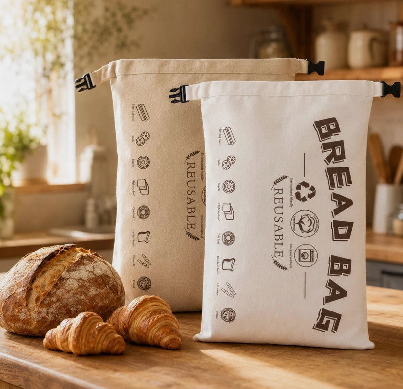 Premium Extra Large Reusable Beeswax Bread Bags Cotton Linen Storage Keep Fresh