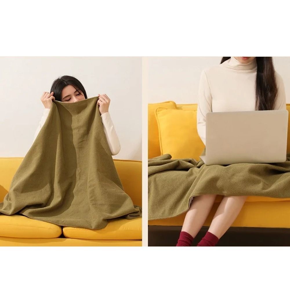 USB Heated Shawl Blanket Wearable Electric Heating Blanket with Zipper Closure