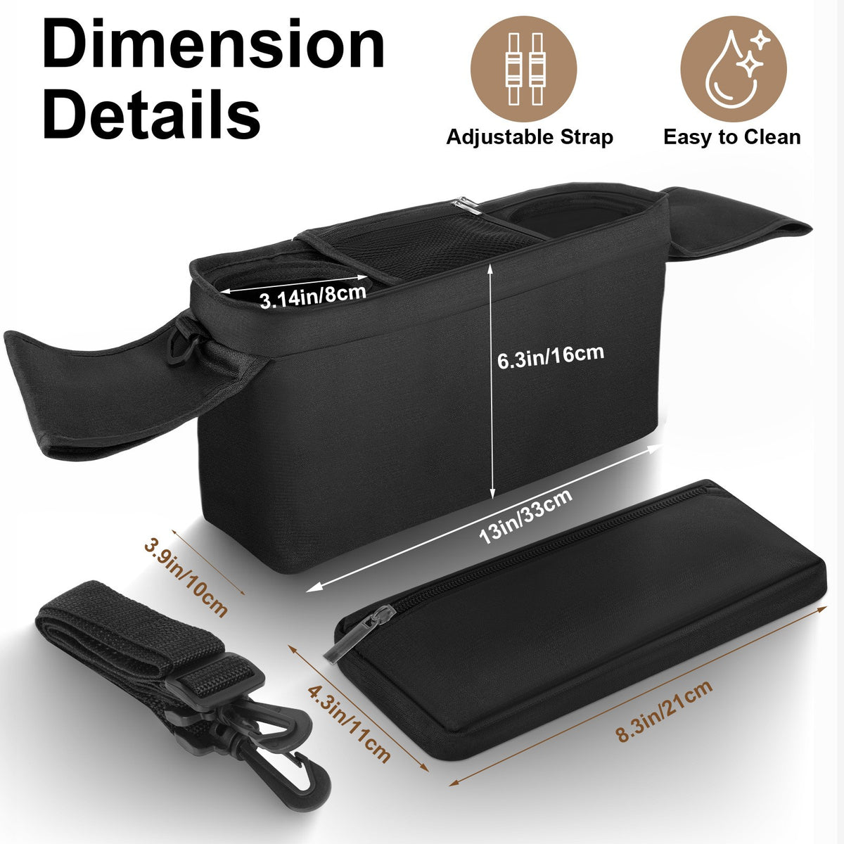 Universal Baby Stroller Organizer Bag Durable & Reliable Easy Install Organizer