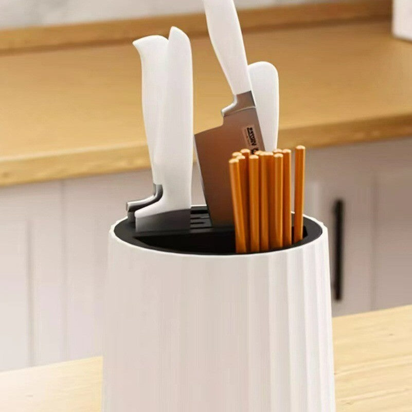 Rotating Knife Holder Block 360° Kitchen Knife Storage Stand Drain Tray