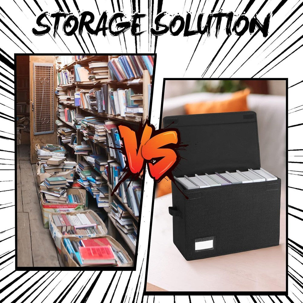 Eco-Friendly Black Comic Book Box 15.8" x 7.8" x 11.8" - Collapsible & Stylish
