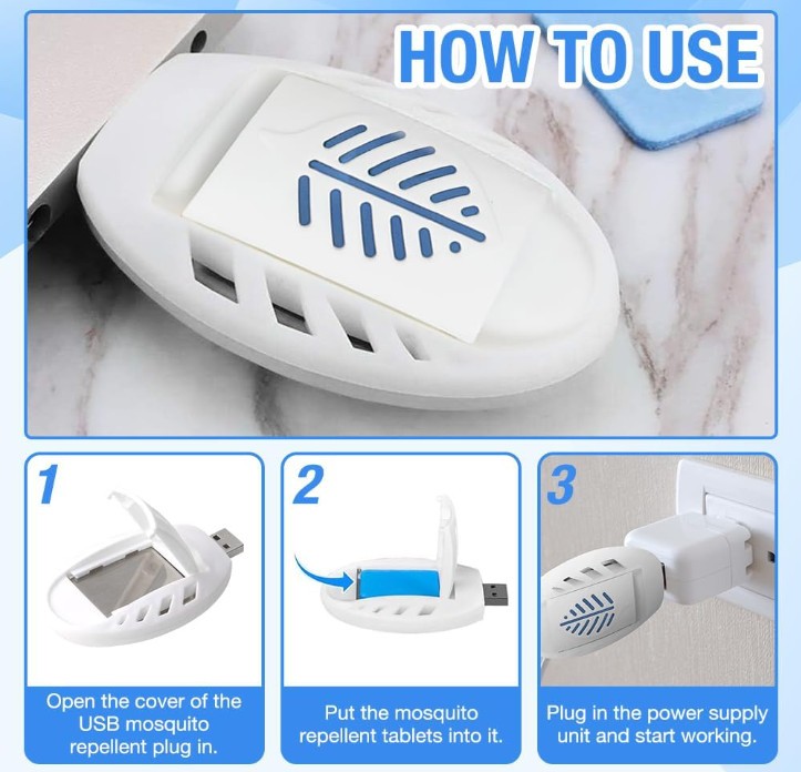 USB Mosquito Repellent Plug in,Portable USB Insect Repellent with 30 Tablets