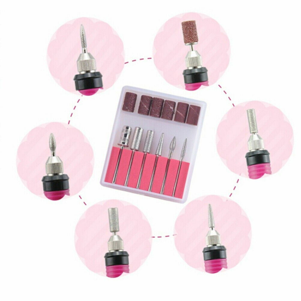 Nail Drill Bits Electric Manicure Machine Cutter Diamond File Gel Polish Kit Set