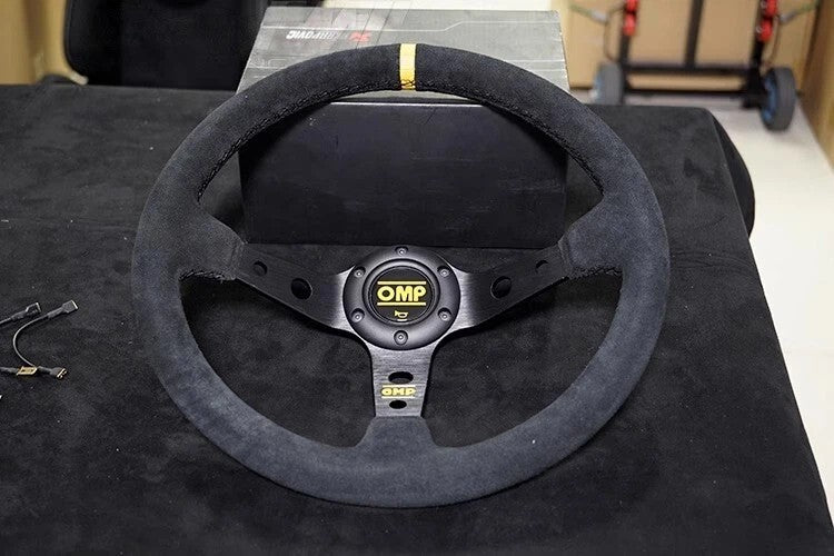OMP 350mm 14' Suede Leather Black Deep Cone Racing Sport Steering Wheel
