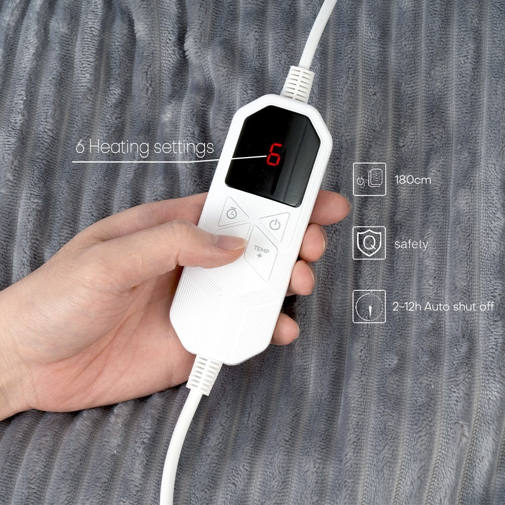 Electric Blanket Heated Throw Over Luxurious Fleece Washable Digital Controller