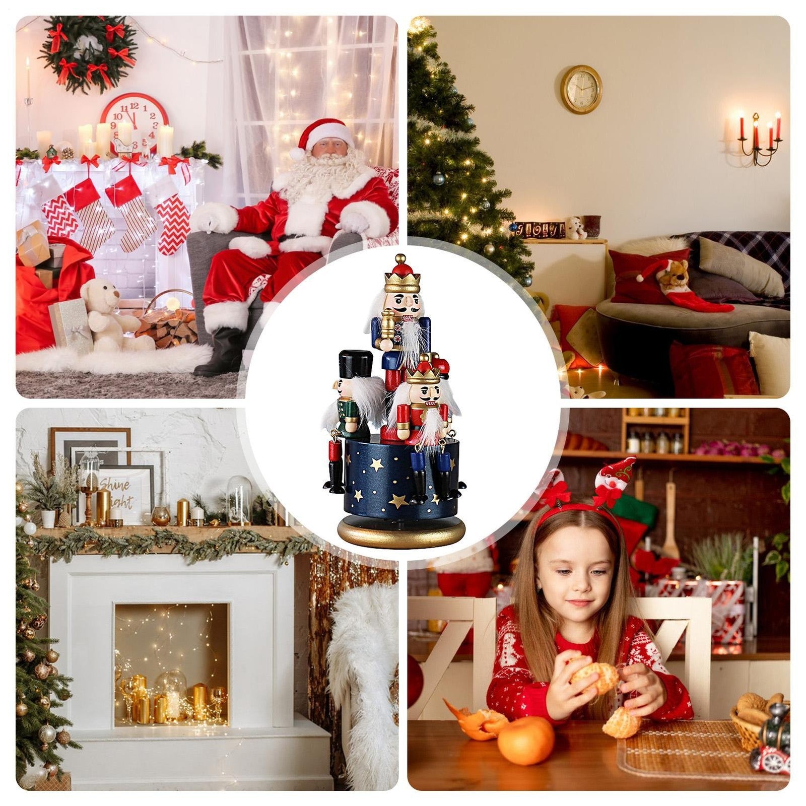 Christmas Music Box Funny Nutcracker Musical Box Hand-painted Rotating Octave Bo
