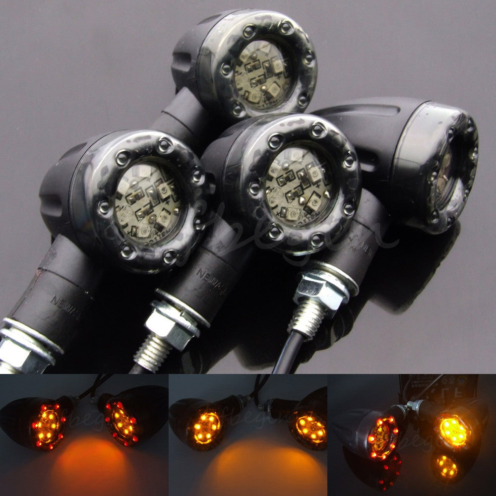 4x Universal Motorcycle LED Amber Lamp Rear Turn Signal Brake lights Indicators