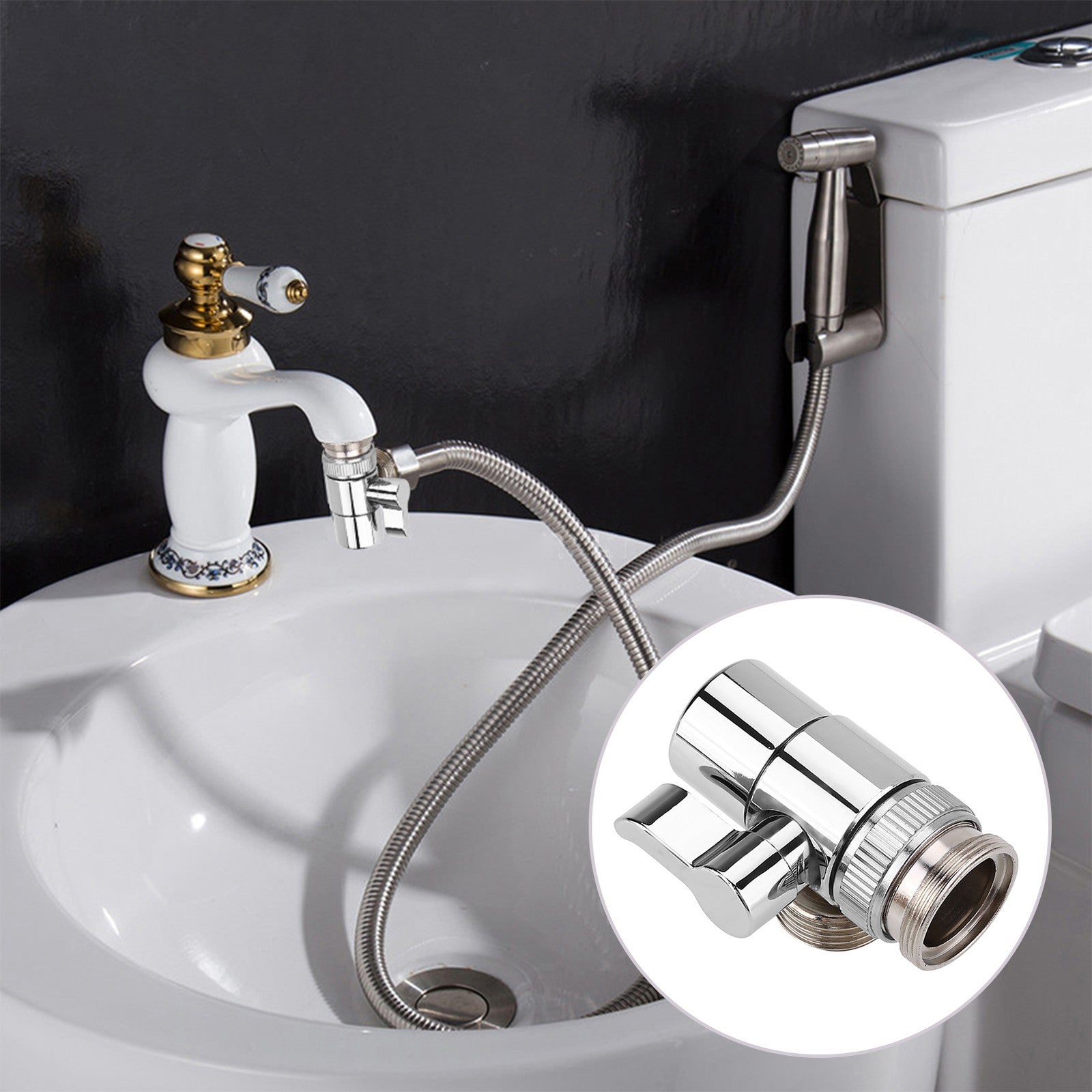 GH Water Tap Diverter Valve Sink Splitter Adapter For Kitchen & Bathroom Faucet