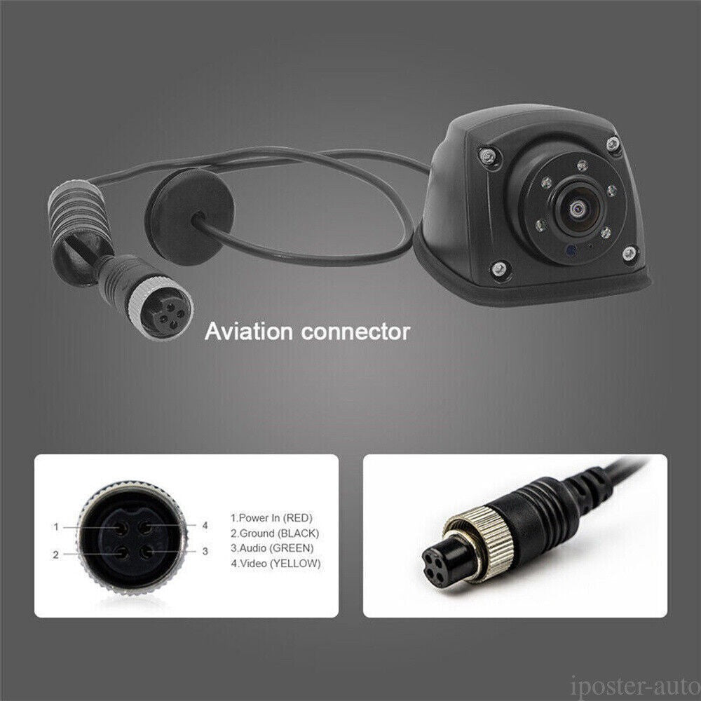 4PIN Forward/Side View Camera CCD IR LEDs Night Waterproof 9-24v Truck Caravan