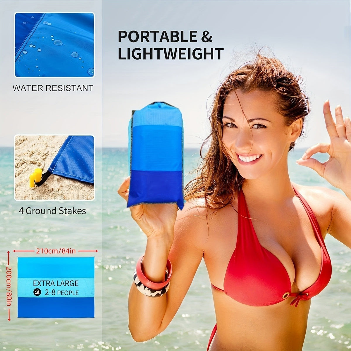 Outdoor Pocket Picnic Blanket Camping Waterproof Beach Mat Travel Sand-proof UK