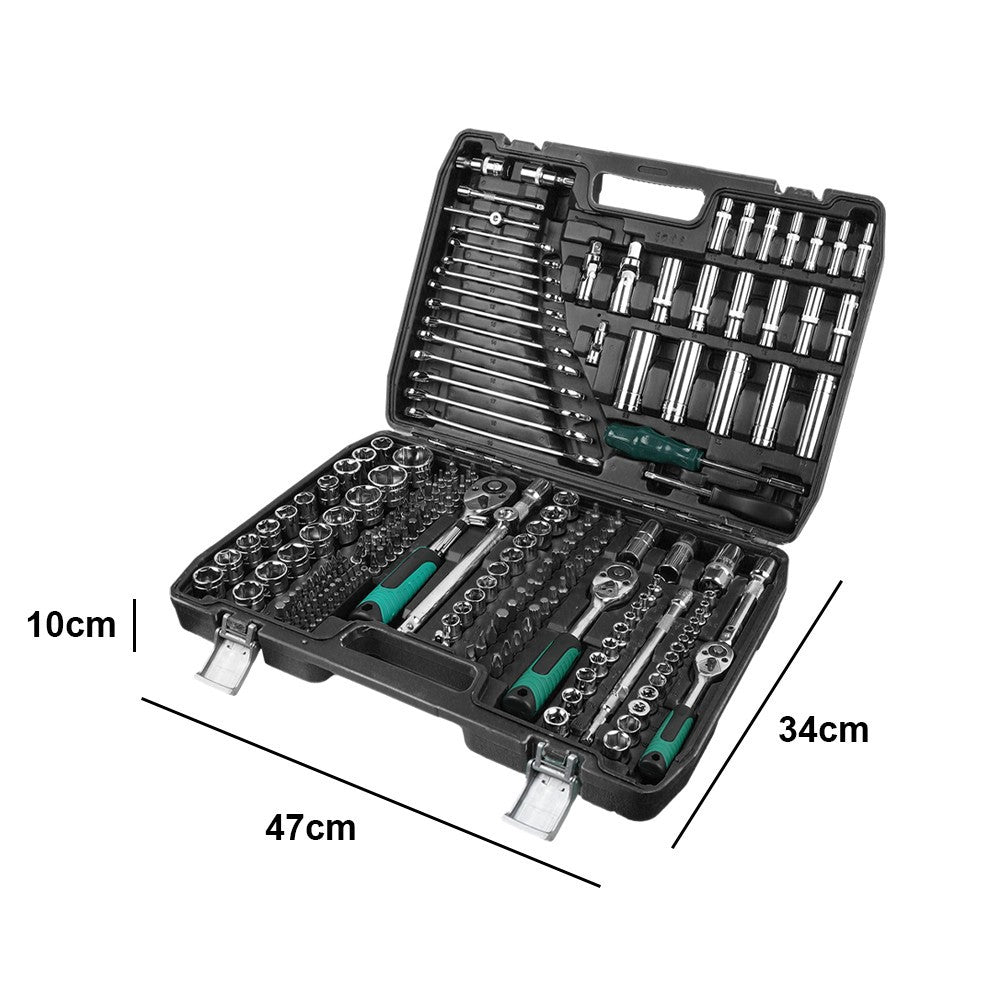 227pcs Ratchet Spanner Socket Set Screwdriver 1/2 1/4 3/8" Hand Tool Toolbox UK