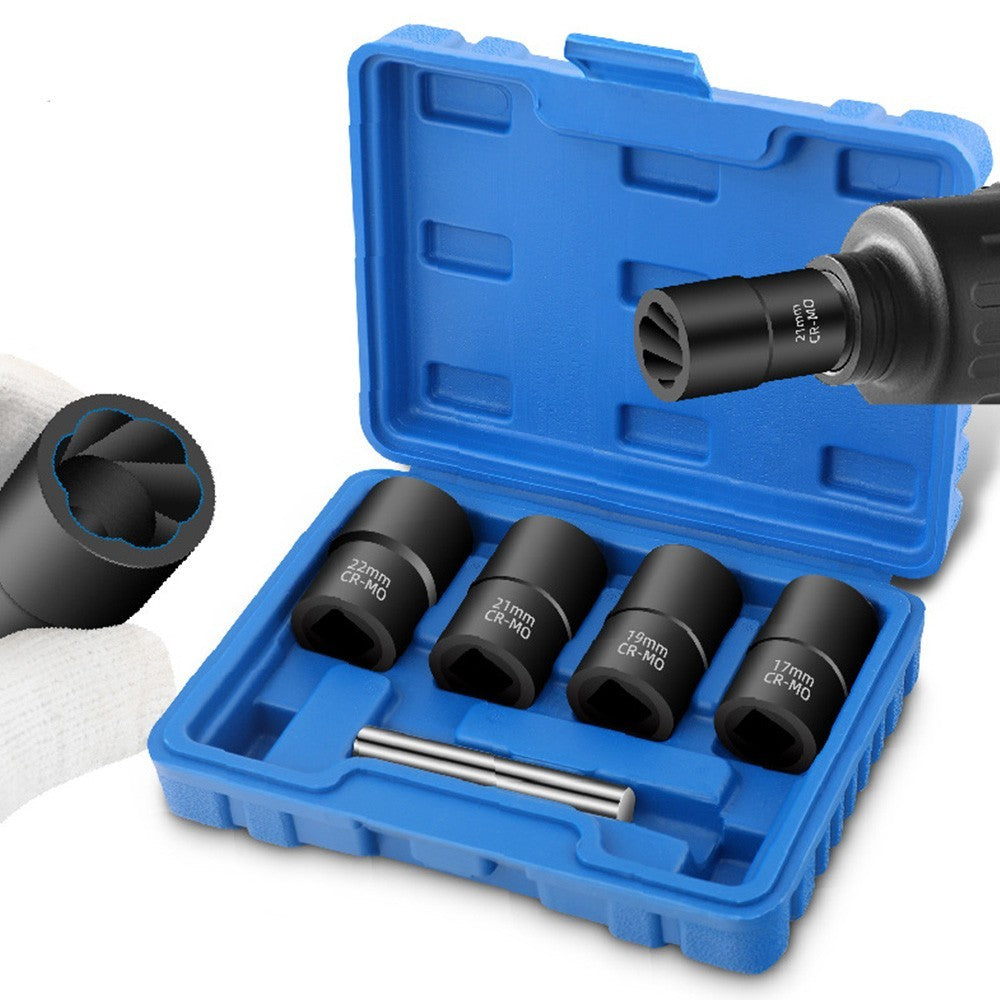 1/2" Locking Wheel Nut Remover Set Stud Bolt Impact Socket Twist Extractor Tool