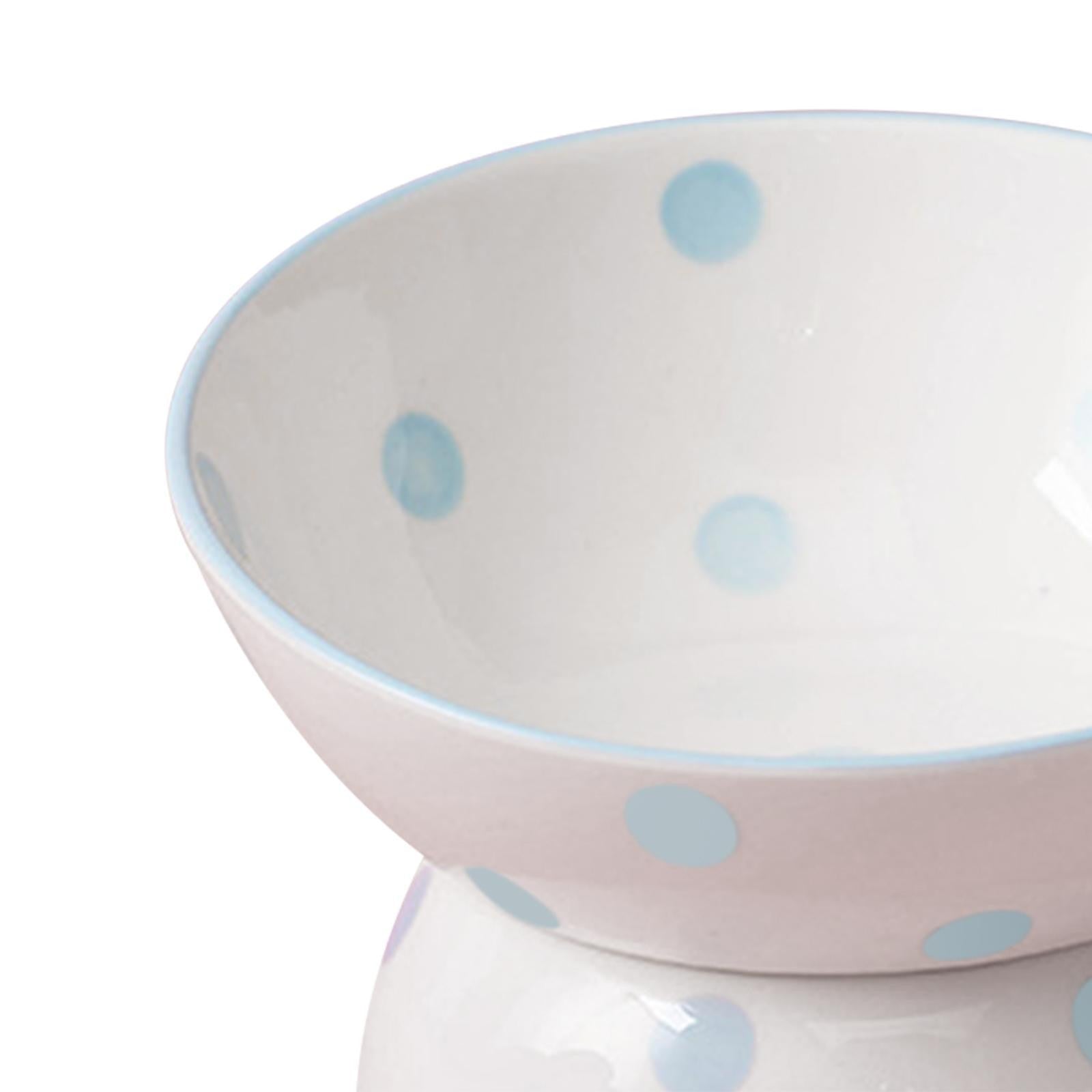 Ceramic Tilted Raised Cat Food Bowl Slant Porcelain Pet Cat Dish Snack Bowl