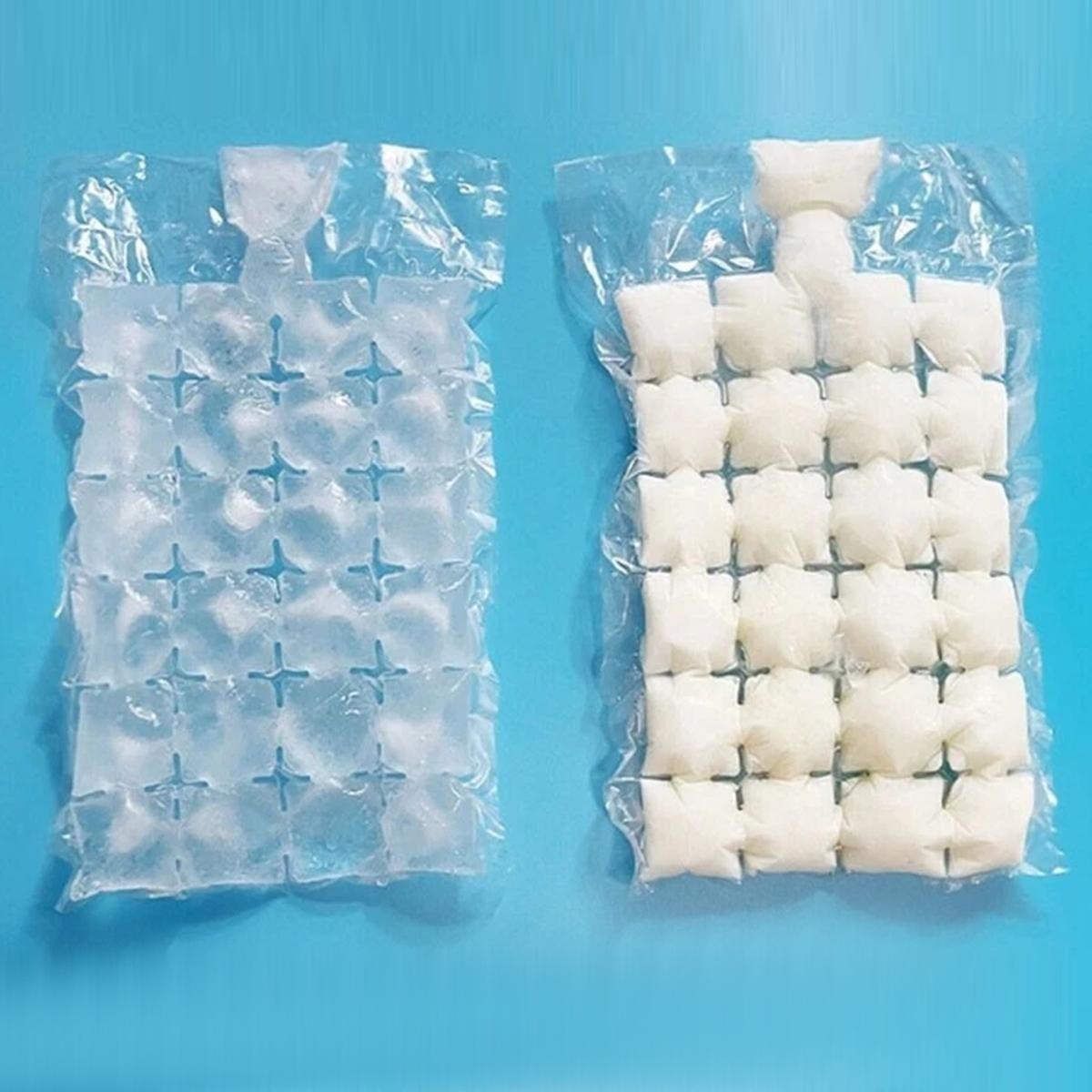 100 Ice Cube Freezer Bags 2400 Disposable Cubes Maker Clear Bag Fridge Party BBQ