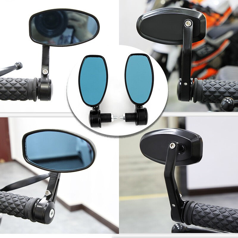 2PCS 7/8'' 22MM MOTORCYCLE REARVIEW HANDLE BAR END SIDE MIRRORS UNIVERSAL BLACK