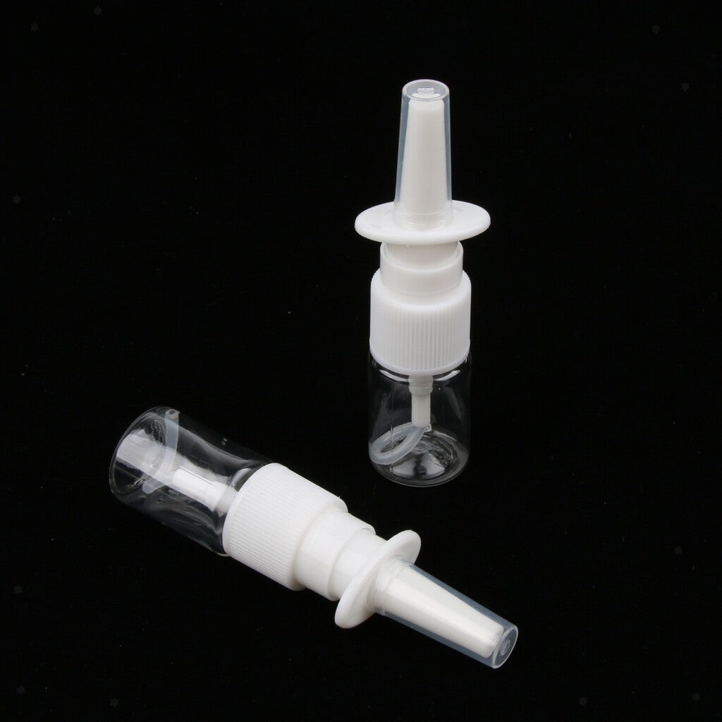100Pcs 5ml  Empty Nasal Pump Spray Plastic Bottle Refillable White Fine Mist UK