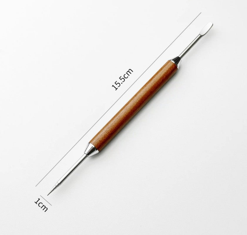 Stainless Steel Coffee Art Pen with Wood Handle Latte Pull Flower Needle UK
