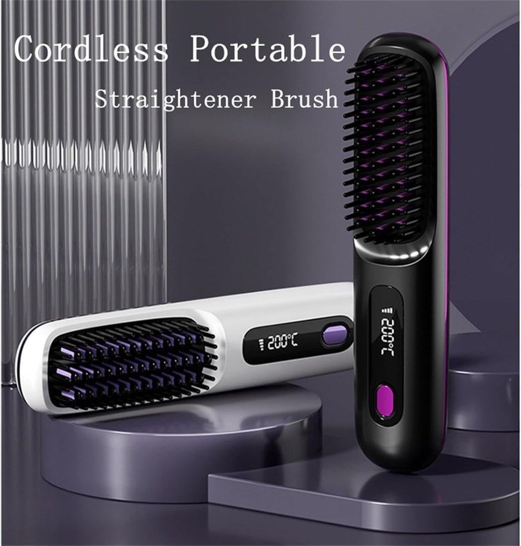 Glow Wave Heated Brush 2025 - USB Charging 3 Heat Settings for Short Hair