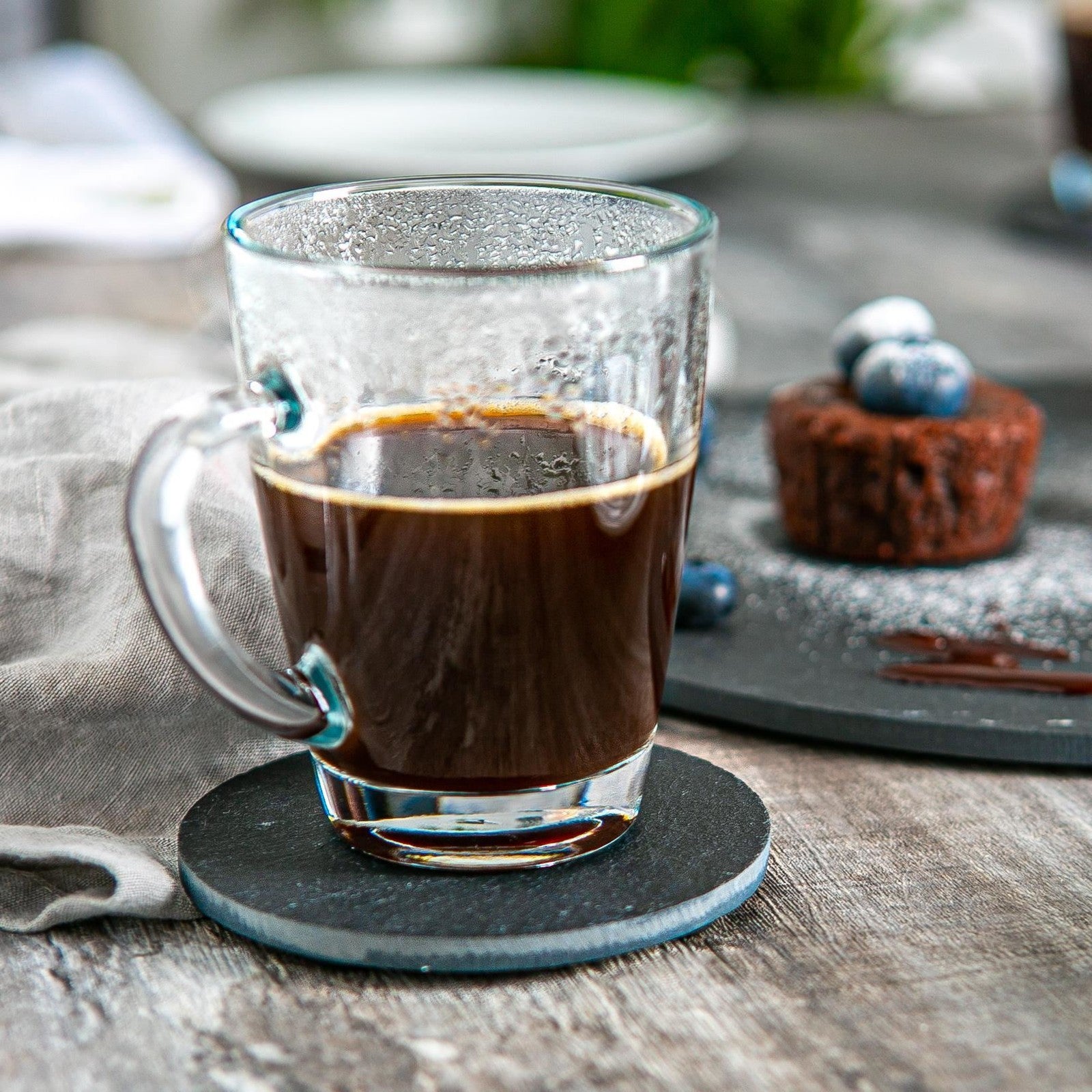Linea Round Slate Coasters - 10cm - Pack of 12