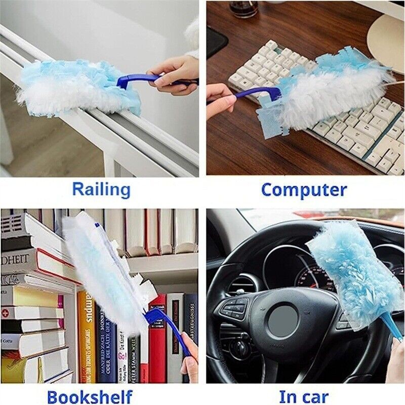 22Pcs Dust Magnet Fluffy Duster Refills KIT with Handle Telescopic Pole