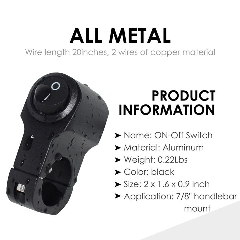 Waterproof Motorbike Motorcycle Handlebar Fog Spot Light On Off Switch 120W 12V